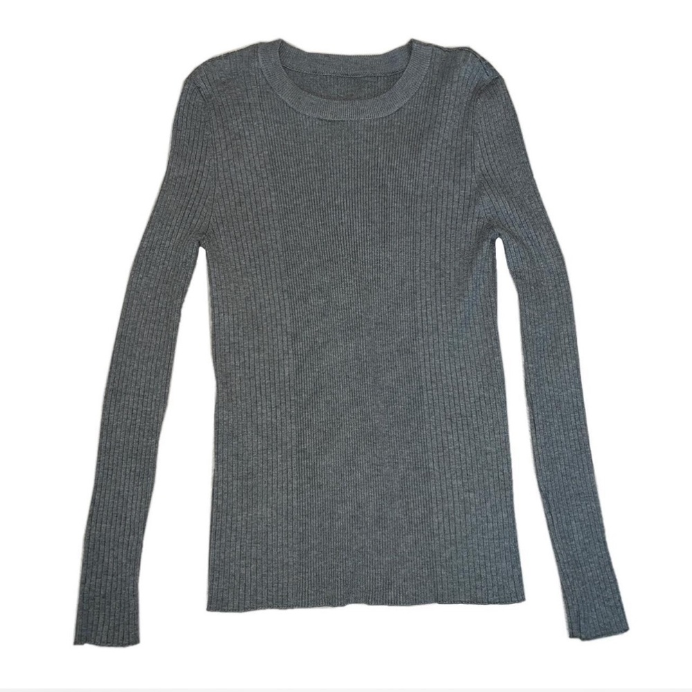 Grey Fitted Long Sleeve Sweater
